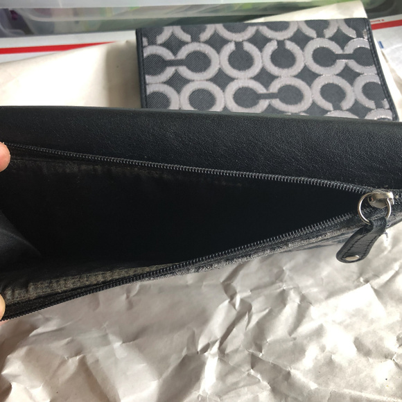 COACH Wallet + Checkbook Set -Jacquard/Blk Leather - Picture 5 of 8